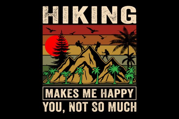 Hiking Makes Me Vintage Hiking T-Shirt Graphics