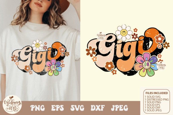 Retro Gigi with Daisy Svg Png Graphics