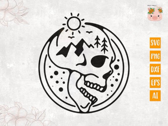 Skull Nature Silhouette SVG: Graphics for T-Shirt Designs